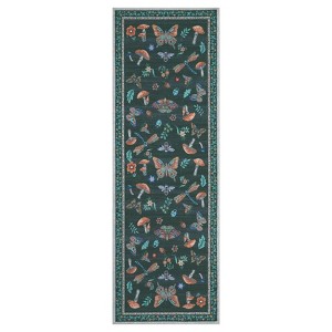 Washable Modern Farmhouse Area Rug with Butterflies Flowers Print, Botanical Low Pile Soft Large Carpet for Home Decor - 1 of 4