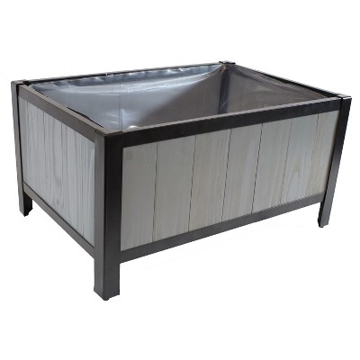Sunnydaze Acacia Wood Steel Framed Planter Box with Removable Planter Bag - 37" W x 13" D x 10.5" H