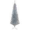 5' Artificial Pencil Christmas Tree, Slim Xmas Tree with 294 Realistic Branch Tips and Plastic Stand, Silver - 2 of 4