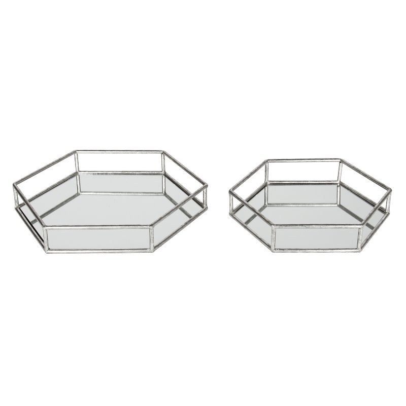 Kate and Laurel Felicia Tray, 2 Piece, Silver, 1 of 8