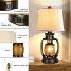 ROTTOGOON Rustic Table Lamps for Living Room Single Lantern Bedside Lamps with Oatmeal Tapered Drum Shades for Bedroom Nightstand Hotel - 4 of 4