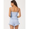 cheibear Women's Lounge Camisole Tops and Shorts Ruffle Pajama Sets - 3 of 4