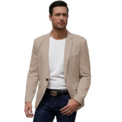 Men's Casual Sport Coat Lightweight Linen Blazer One Button Business Suit Jackets Stylish Daily Suits