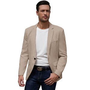 Men's Casual Sport Coat Lightweight Linen Blazer One Button Business Suit Jackets Stylish Daily Suits - 1 of 4