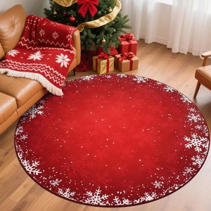 TackView Christmas Rug, Washable Floor Carpet Xmas Snowflake Decorative Indoor Throw Rug, Non-Slip Area Rug for Hallway, Kitchen - 1 of 4