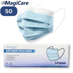 MagiCare - Premium Blue Face Masks for Adults - Breathable 3-Layer Disposable Protection - 50ct Box - 1 of 4