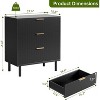 Fluted 3 Drawer Dresser, 28'' Wide Chest of Drawers with Anti-Tipping Device, Tall Wood Nightstand with Storage and Metal Legs for Bedroom, Hallway - 2 of 4