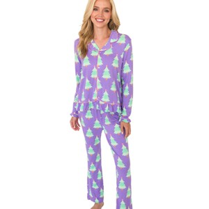 RuffleButts SoftSnooze Women's Ruffle Flare Pajama Set - 1 of 4