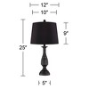 Regency Hill Ben Rustic Farmhouse Table Lamps 25" High Set of 2 Dark Bronze Metal Black Faux Silk Drum Shade for Bedroom Living Room Bedside Office - 4 of 4