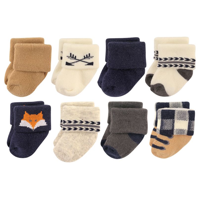 Hudson Baby Infant Boy Cotton Rich Newborn and Terry Socks, Forest, 1 of 3