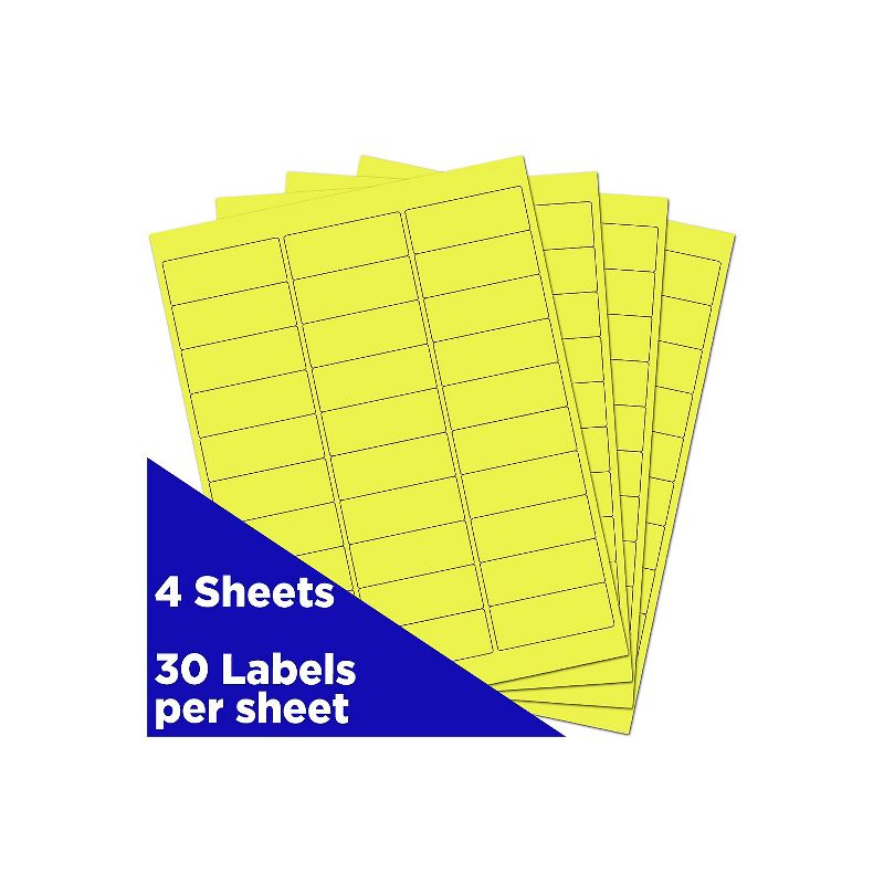 JAM Paper Laser/Inkjet Mailing Address Label 1" x 2 5/8" Neon Yellow 354328008, 2 of 6