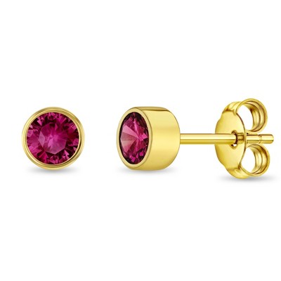 Girls' Ruby Halo 14k Gold Earrings - In Season Jewelry