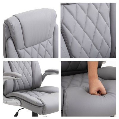 Gray Luxe Ergonomic High-Back Swivel Office Chair with Adjustable Arms