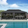 PURPLE LEAF Outdoor Gazebo Aluminum Frame Galvanized Steel Double Roof Patio Hardtop Gazebo with Curtains and Netting for Patio Lawn and Garden - 3 of 4