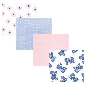 Hudson Baby Baby Girls Cotton Flannel Receiving Blankets 4pk, Beautiful Butterfly, One Size - 1 of 4