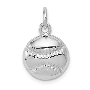 Black Bow Jewelry 14k White Gold Polished Baseball Pendant, 12mm - 1 of 4
