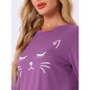 cheibear Women's Lounge Cute Cat Long Sleeve Tops with Pants Pajama Set - 4 of 4