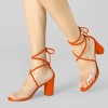 Allegra K Women's Clear Strap Padded Insole Lace Up Block Heels Sandals - 2 of 4