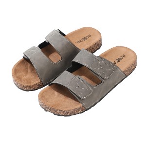 Roxoni Men's Dual Velco Straps Suede Covered Moulded Faux Cork Midsole Eva Rubber Sole - 1 of 4