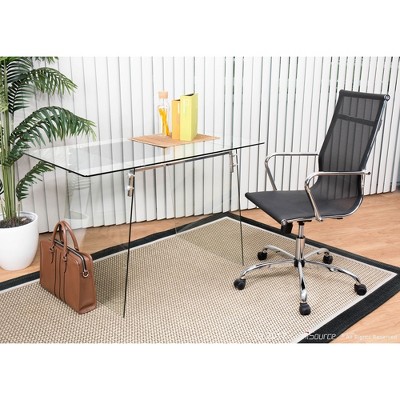 Glacier Contemporary 47'' Clear Tempered Glass Home Office Desk