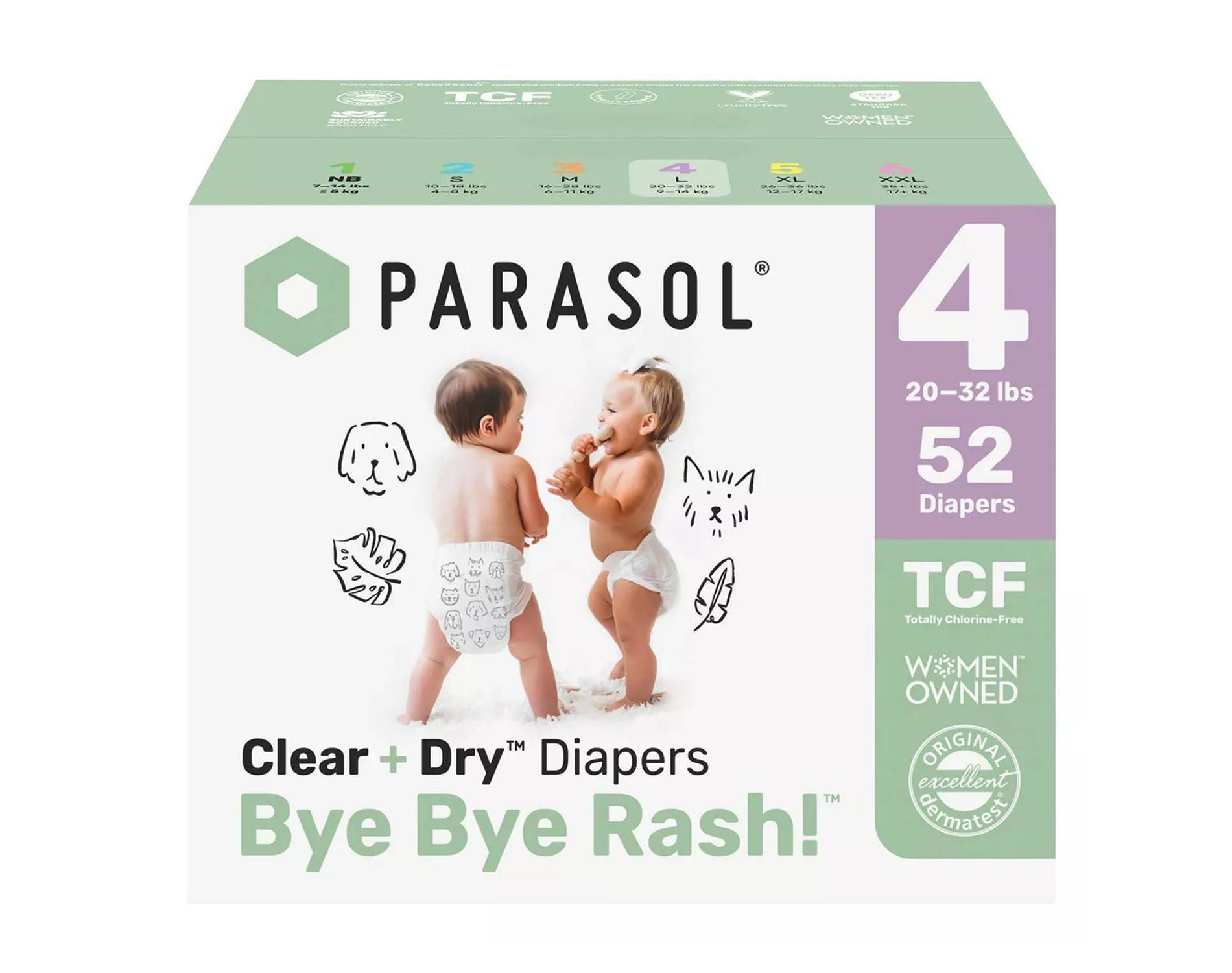 Parasol Chlorine-Free Diapers with Rash Shield Protection