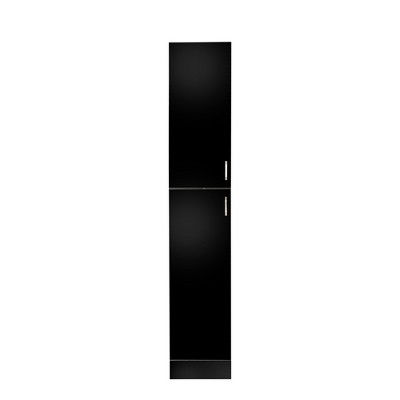 TIRAMISUBEST Black Freestanding Cabinet with 2 Doors - Wooden Accent Storage for Kitchen or Dining Room with Fixed Shelves
