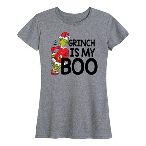 Women's - Dr. Seuss - Grinch Is My Boo Short Sleeve Graphic T-Shirt - 1 of 4