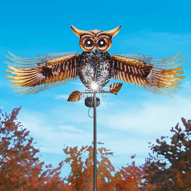 Collections Etc Solar Powered Metal Flying Owl Garden Stake NO SIZE, 2 of 4