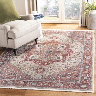 Red and Ivory Persian Style Rectangular Area Rug 3' x 5'