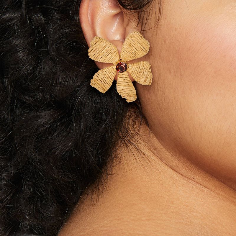 Post Raffia Earrings - A New Day&#8482; Tan/Gold, 3 of 7