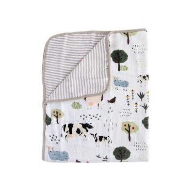Red Rover Organic Cotton Muslin Baby Blanket - Family Farm