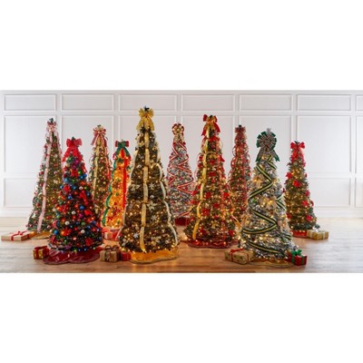 7.5-Foot Pre-Lit Red and White Plastic Christmas Tree with Willow Design