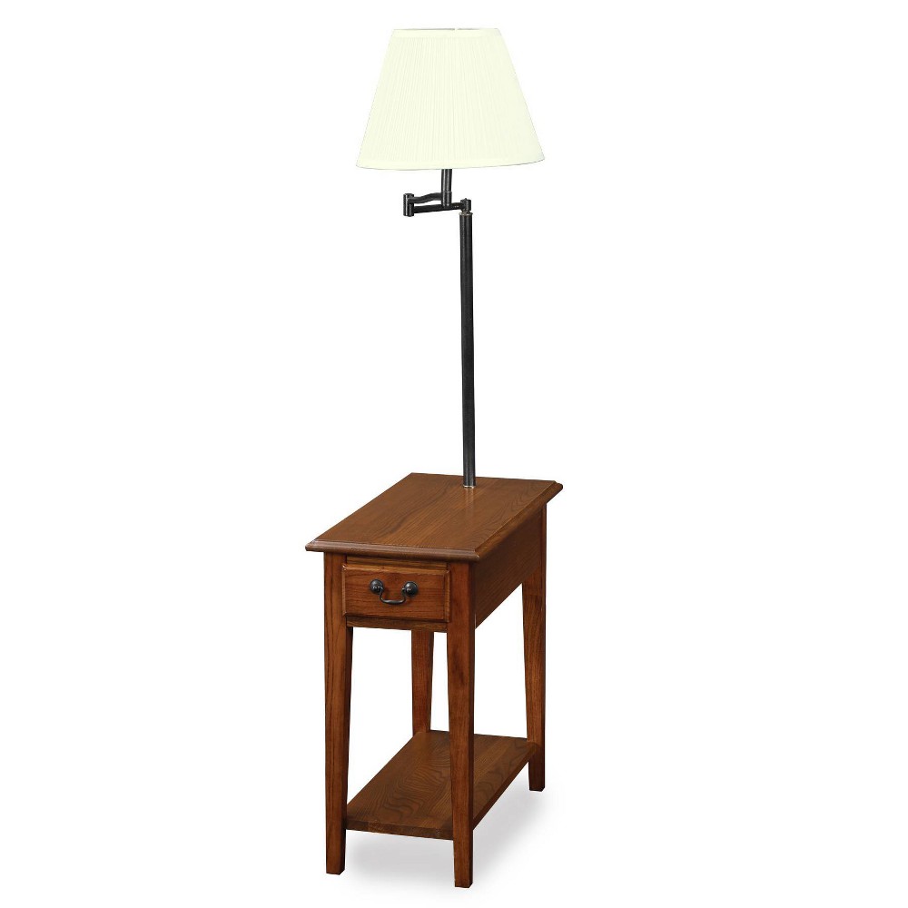 Photos - Coffee Table Swing Arm Lamp Chairside End Table Oak - Leick Home