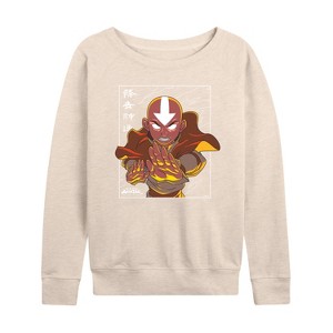 Women's - Avatar: The Last Airbender - Avatar State Aang Lightweight French Terry Wide Neck Long Sleeve Shirt - 1 of 4