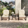 3-Piece Outdoor Rocking Bistro Set, Patio Conversation Set with Thick Cushions & 2-Tier Coffee Table, Rattan Porch Furniture for Garden, Balcony - 2 of 4