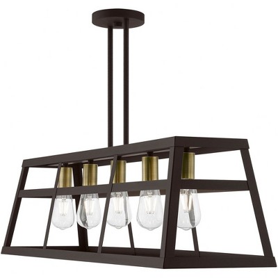 Bronze and Antique Brass 5-Light Linear Chandelier