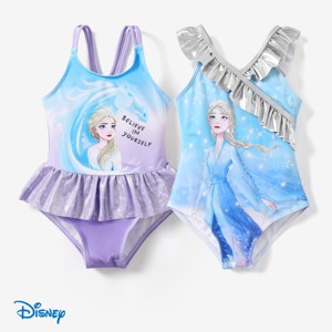 PATPAT Disney Frozen Elsa Toddler Girls One Piece Swimsuits Ruffles UPF 50+ Swimwear Beach Sport Bathing Suit - 1 of 4