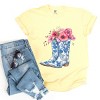 Simply Sage Market Cowboy Boots Floral Garment Dyed Tee - 3 of 4