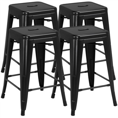 Yaheetech 24" Set of 4 Metal Counter Height Backless Stackable Bar Stools Indoor/Outdoor