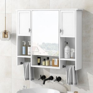 NicBex 35"Wall Cabinet with Mirror,Over the Toilet Storage Cabinet,Bathroom Wall Cabinet with Towel Rack,Medicine Cabinet with Bathroom Shelves - 1 of 4