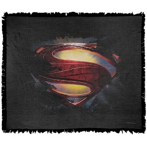 Man Of Steel Grungy Shield Blanket 50"x60" Woven Tapestry - 1 of 4