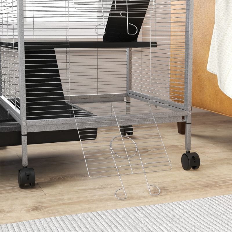 PawHut Small Animal Cage Ferret Cage Large Chinchilla Cage Hammock Accessory Heavy-Duty Steel Wire Small Animal Habitat with Tray, 5 of 7