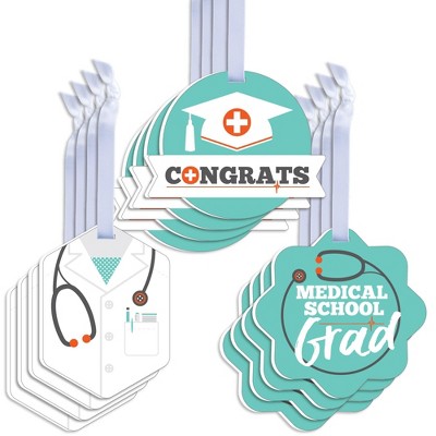 Big Dot of Happiness Medical School Grad - Assorted Hanging Doctor Graduation Party Favor Tags - Gift Tag Toppers - Set of 12