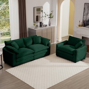2-Piece Corduroy Sofa Set with 1-Seater and 2-Seater, Cloud-Like Comfort, Flexible Combination - 1 of 4