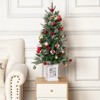 3FT Pre-Lit Artificial Christmas Tree Tabletop with 78 Warm White Lights, Flocked Potted Christmas Tree, Battery Operated, for Front Door, Porch - 2 of 4