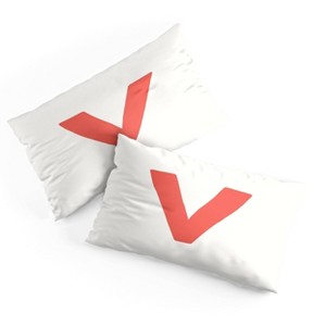 Deny Designs King April Lane Art Block Red Monogram V Microfiber Printed Pillow Sham - 1 of 3