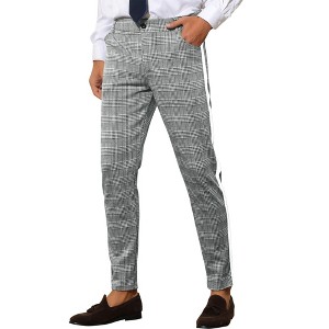 Lars Amadeus Men's Slim Fit Plaid Tapered Dress Pants - 1 of 4
