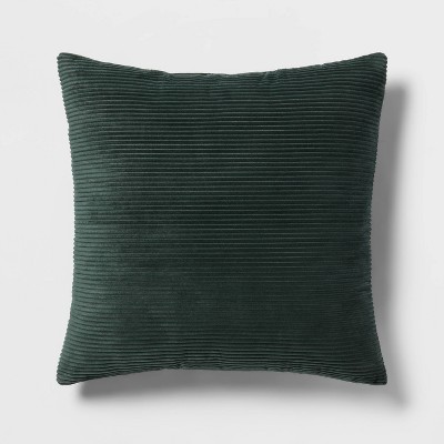 Square Plush Corduroy Decorative Throw Pillow Dark Green - Room Essentials™