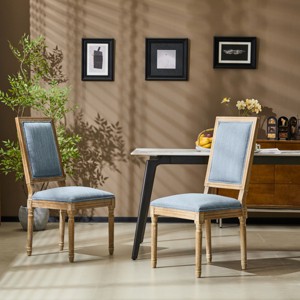 Set of 2 Rustic Dining Chairs with Upholstered Seat and Back,Fluted Wood Legs for Farmhouse Dining Room-Cuddlewood - 1 of 4