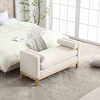 GDFStudio Julian Elegant Upholstered Boucle 53.5" Ottoman with Bolster Pillows and Rubber Wood Leg - 2 of 4